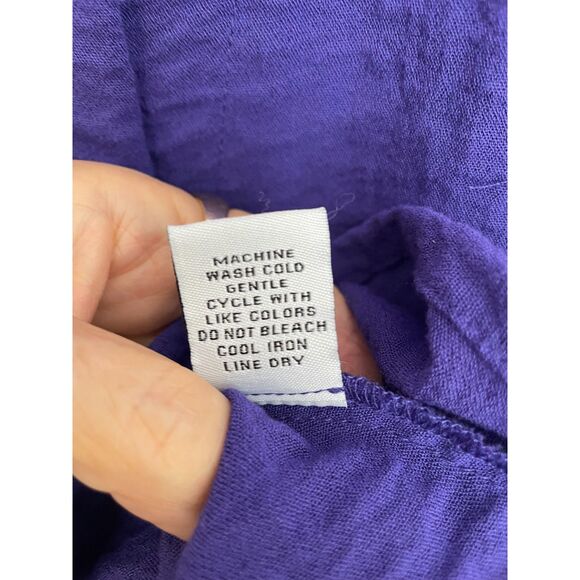 Habitat Crinkle Fabric Button Front Swing Shirt Purple Size Medium Style 30644 - Picture 7 of 7